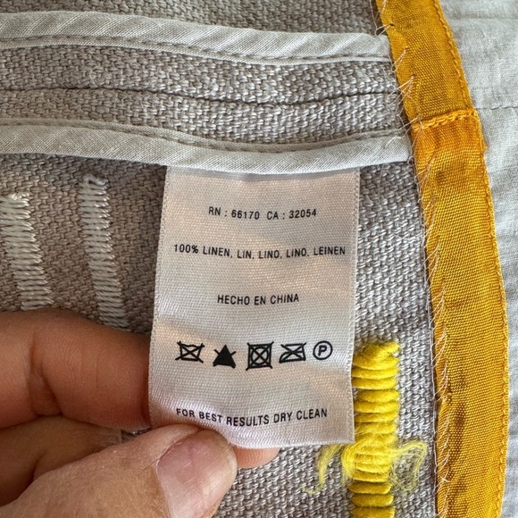 Anthropologie Cream/Tan Pleated Linen Hatch Mark Skirt Size 4P | Maeve - Picture 10 of 10